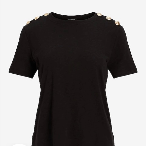 NWT Express skimming novelty button crew neck tee- pitch black - Picture 5 of 9